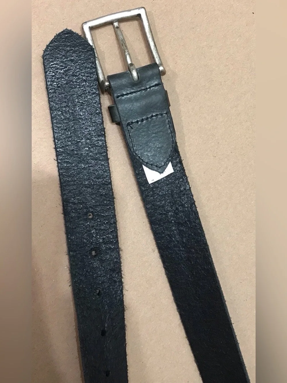 Free People Black Leather Belt Brass Buckle Studded Boho Western One size